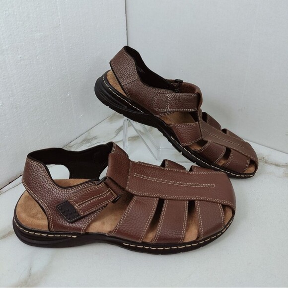 Dr. Scholl\'s Men\'s Gaston Brown Leather Fisherman Sandals, Sz main image 7